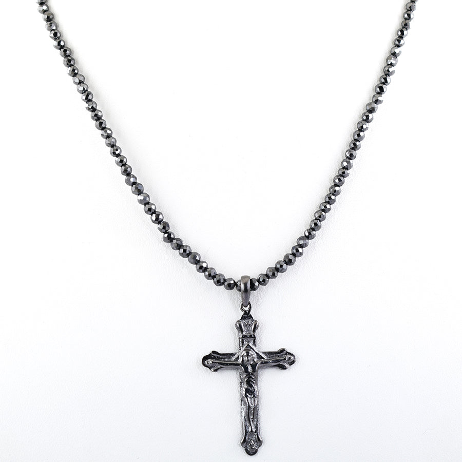 5 mm Black Diamond Necklace With Cross Pendant, Unisex Gifts - ZeeDiamonds