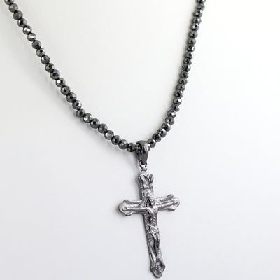 5 mm Black Diamond Necklace With Cross Pendant, Unisex Gifts - ZeeDiamonds