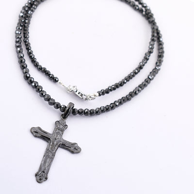 5 mm Black Diamond Necklace With Cross Pendant, Unisex Gifts - ZeeDiamonds