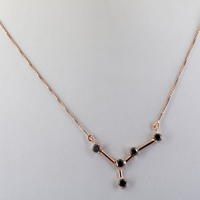 AAA 0.70 Ct Black Diamond, Zodiac Necklace,Astrology Necklace,Birthstone Jewelry - ZeeDiamonds