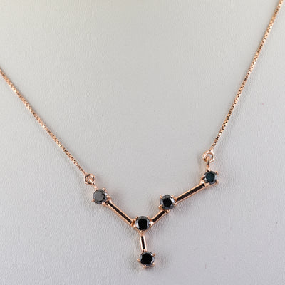 AAA 0.70 Ct Black Diamond, Zodiac Necklace,Astrology Necklace,Birthstone Jewelry - ZeeDiamonds