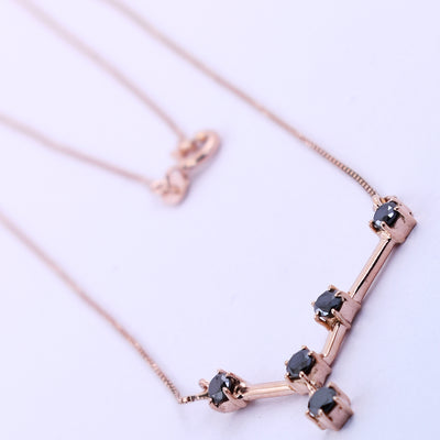 AAA 0.70 Ct Black Diamond, Zodiac Necklace,Astrology Necklace,Birthstone Jewelry - ZeeDiamonds