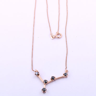 AAA 0.70 Ct Black Diamond, Zodiac Necklace,Astrology Necklace,Birthstone Jewelry - ZeeDiamonds