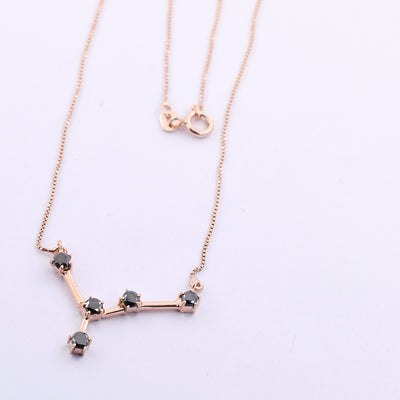 AAA 0.70 Ct Black Diamond, Zodiac Necklace,Astrology Necklace,Birthstone Jewelry - ZeeDiamonds