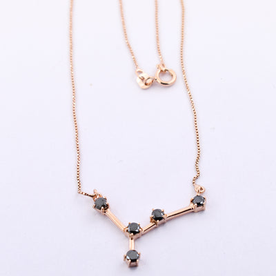 AAA 0.70 Ct Black Diamond, Zodiac Necklace,Astrology Necklace,Birthstone Jewelry - ZeeDiamonds