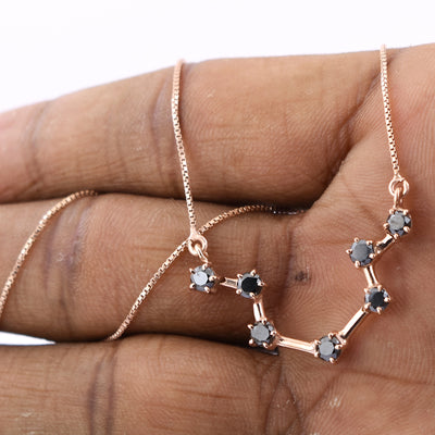AAA 0.70 Ct Black Diamond, Zodiac Necklace,Astrology Necklace,Birthstone Jewelry - ZeeDiamonds