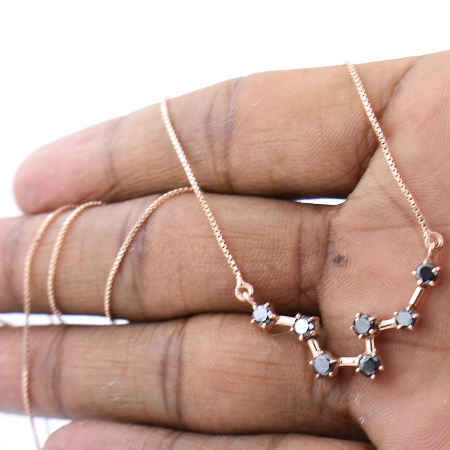 AAA 0.80 Ct Black Diamond, Pisces Necklace, Pisces Pendant,Gift Idea, Birthstone - ZeeDiamonds