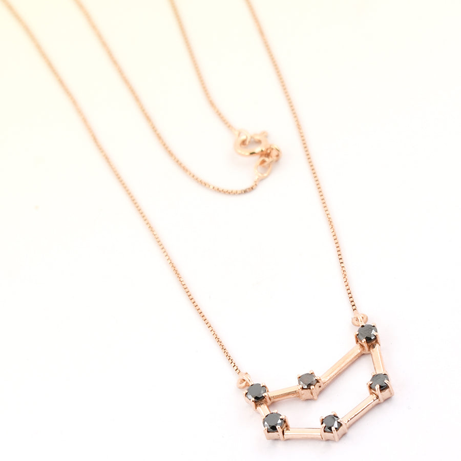 AAA 0.60 Ct Black Diamond, Capricorn Necklace, Bridesmaid Gift, Zodiac Jewelry - ZeeDiamonds