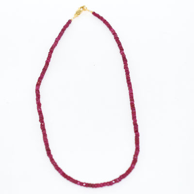 3.5 mm Ruby Gemstone Necklace In Yellow Gold Clasp - ZeeDiamonds