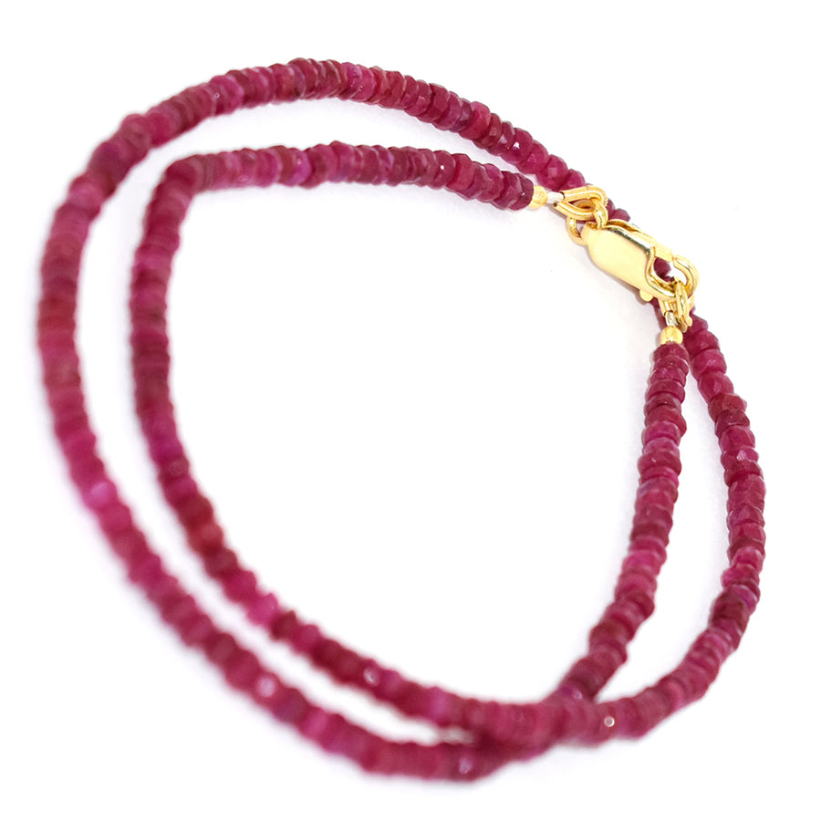 3.5 mm Ruby Gemstone Necklace In Yellow Gold Clasp - ZeeDiamonds