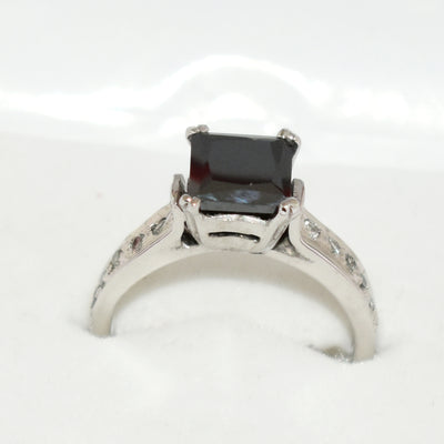 2 Ct Certified Black Diamond Engagement Ring in White Gold, Elegant Shine & Luster - ZeeDiamonds