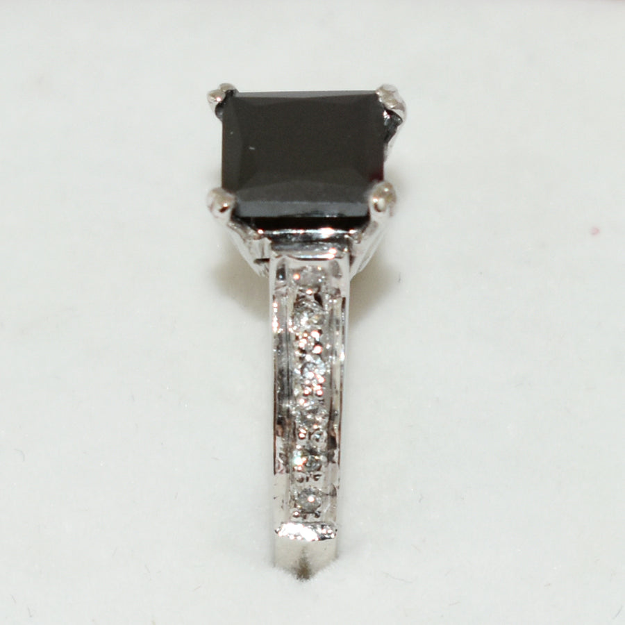 2 Ct Certified Black Diamond Engagement Ring in White Gold, Elegant Shine & Luster - ZeeDiamonds
