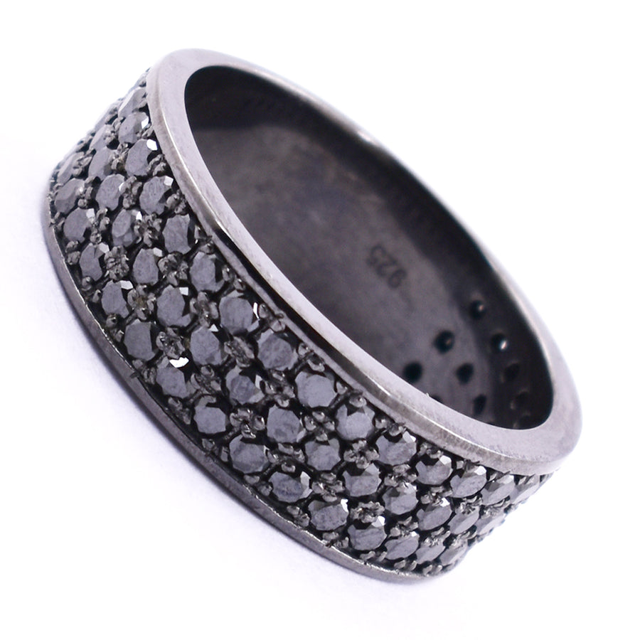 Black Diamond Band Ring In Great Shine, Latest Design. Elegant Pave Setting.Certified Diamonds. - ZeeDiamonds