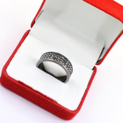 Black Diamond Band Ring In Great Shine, Latest Design. Elegant Pave Setting.Certified Diamonds. - ZeeDiamonds