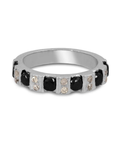 100% Certified Black Diamond Band Ring with Diamond Accents - ZeeDiamonds