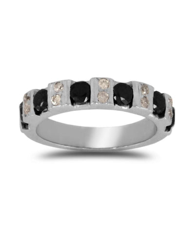 100% Certified Black Diamond Band Ring with Diamond Accents - ZeeDiamonds