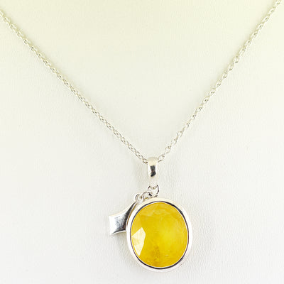 Certified Pukhraj Gemstone Pendant, Birthstone Jewelry, Yellow Sapphire Astrology Pendant - ZeeDiamonds