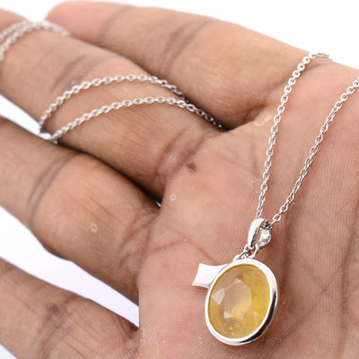 Certified Pukhraj Gemstone Pendant, Birthstone Jewelry, Yellow Sapphire Astrology Pendant - ZeeDiamonds