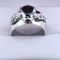 2-4 Ct Round Brilliant Cut Black Diamond Solitaire Ring With Emerald Accents - ZeeDiamonds