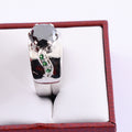 2-4 Ct Round Brilliant Cut Black Diamond Solitaire Ring With Emerald Accents - ZeeDiamonds