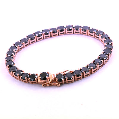 35 Cts Black Diamond Tennis Fancy Bracelet In Rose Gold - ZeeDiamonds