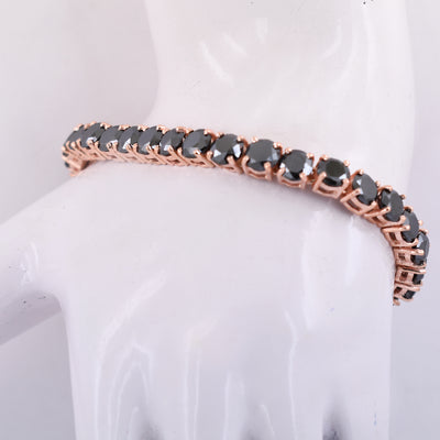 35 Cts Black Diamond Tennis Fancy Bracelet In Rose Gold - ZeeDiamonds