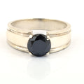 2 Carats Round Cut 100% Certified Black Diamond Ring In Sterling Silver - ZeeDiamonds