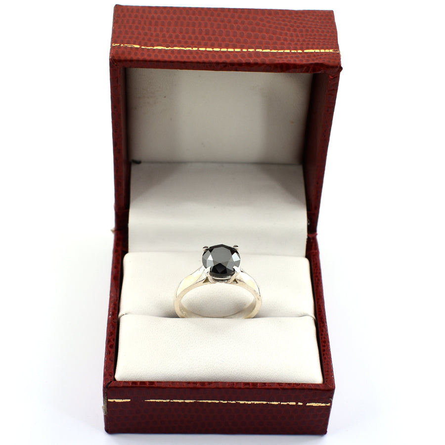 1-4 Carats Certified Black Diamond Sterling Silver Ring - ZeeDiamonds