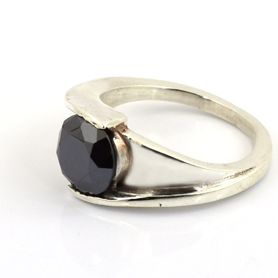 1-4 Carats Black Diamond Solitaire Ring In Sterling Silver - ZeeDiamonds
