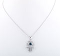 0.89 Ct Hamsa Hand Blue Diamond Pendant, Bridal Gift - ZeeDiamonds