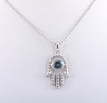 0.89 Ct Hamsa Hand Blue Diamond Pendant, Bridal Gift - ZeeDiamonds