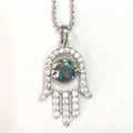 0.89 Ct Hamsa Hand Blue Diamond Pendant, Bridal Gift - ZeeDiamonds