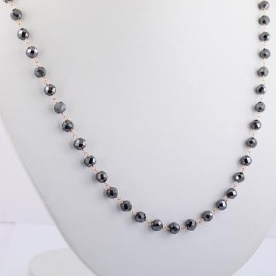 4 mm AAA Quality Round shape Black Diamond Necklace - ZeeDiamonds