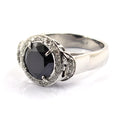 4 Ct Black Diamond Solitaire Ring With White Diamond Accents - ZeeDiamonds