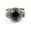 4 Ct Black Diamond Solitaire Ring With White Diamond Accents - ZeeDiamonds