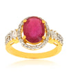 Ruby Gemstone Engagment Ring With White Diamond Accents - ZeeDiamonds