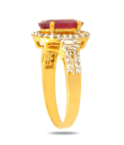 Ruby Gemstone Engagment Ring With White Diamond Accents - ZeeDiamonds