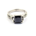 3.5 Ct Black Diamond Engagement Ring With White Diamond Accents - ZeeDiamonds