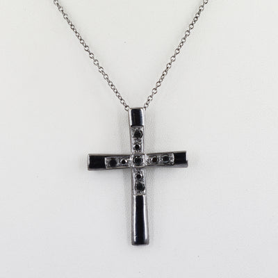 Black Diamond Solitaire Designer Cross Pendant, Great Shine & Fancy Look - ZeeDiamonds