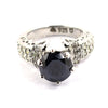 2.5 Ct Black Diamond Engagement Ring With White Diamond Accents - ZeeDiamonds