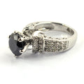 2.5 Ct Black Diamond Engagement Ring With White Diamond Accents - ZeeDiamonds