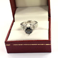 2.5 Ct Black Diamond Engagement Ring With White Diamond Accents - ZeeDiamonds