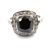 4 Ct Cushion Shape Black Diamond Ring With Diamond Accents, AAA Certified! Great Sparkle & Luster