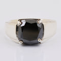 3.5 Carat Cushion Cut Certified Black Diamond Solitaire Ring For Gift - ZeeDiamonds