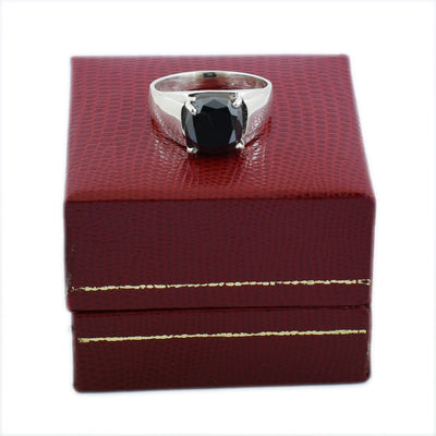 3.5 Carat Cushion Cut Certified Black Diamond Solitaire Ring For Gift - ZeeDiamonds