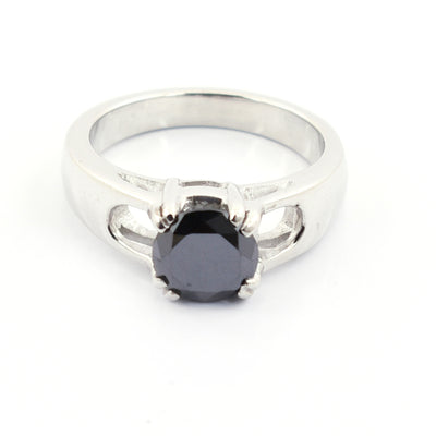 1.5 Carats Brilliant Cut Black Diamond Solitaire Fancy Ring - ZeeDiamonds