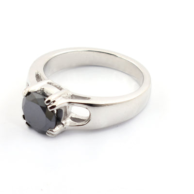 1.5 Carats Brilliant Cut Black Diamond Solitaire Fancy Ring - ZeeDiamonds