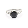 1-3 Cts Black Diamond Solitaire Ring With White Diamond Accents - ZeeDiamonds