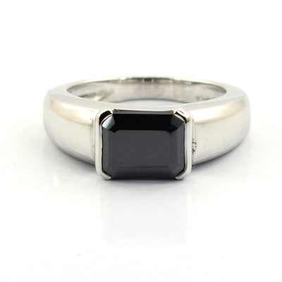 2.15 Carats Radiant Cut Black Diamond Solitaire Band Ring - ZeeDiamonds