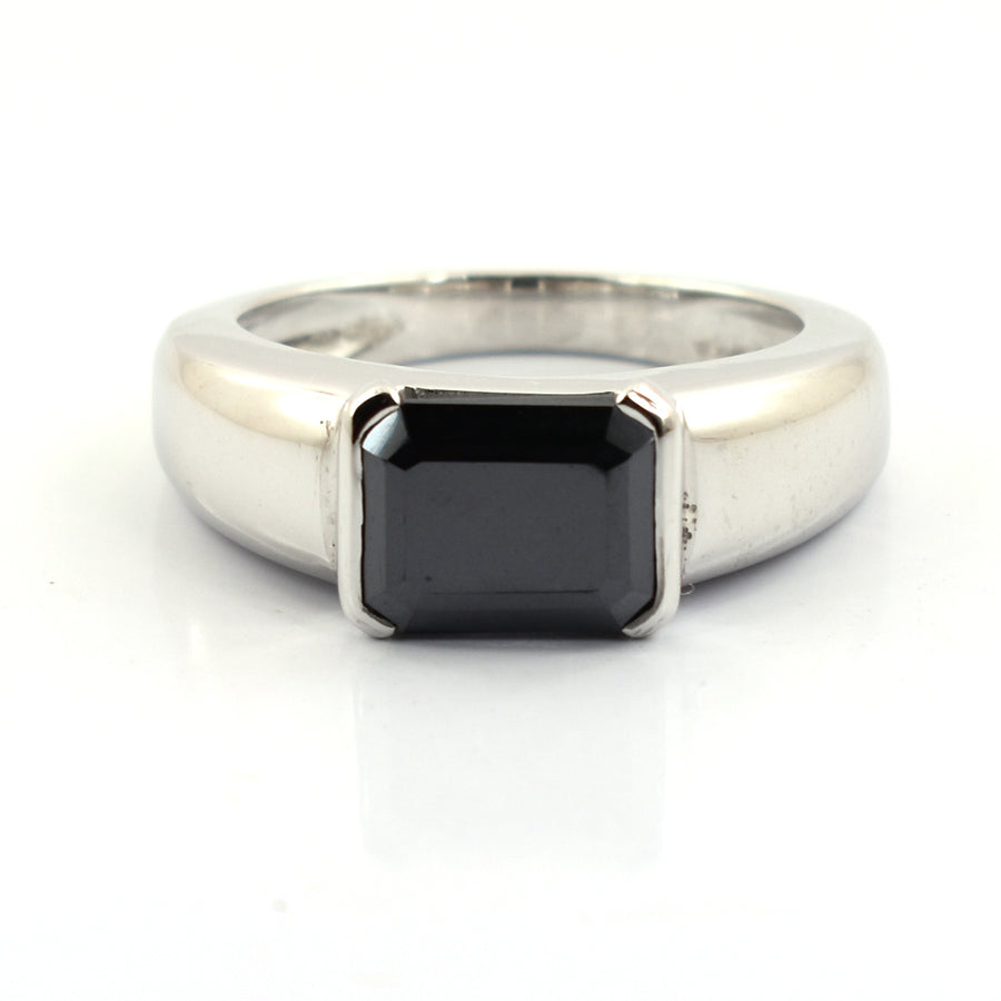 2.15 Carats Radiant Cut Black Diamond Solitaire Band Ring - ZeeDiamonds